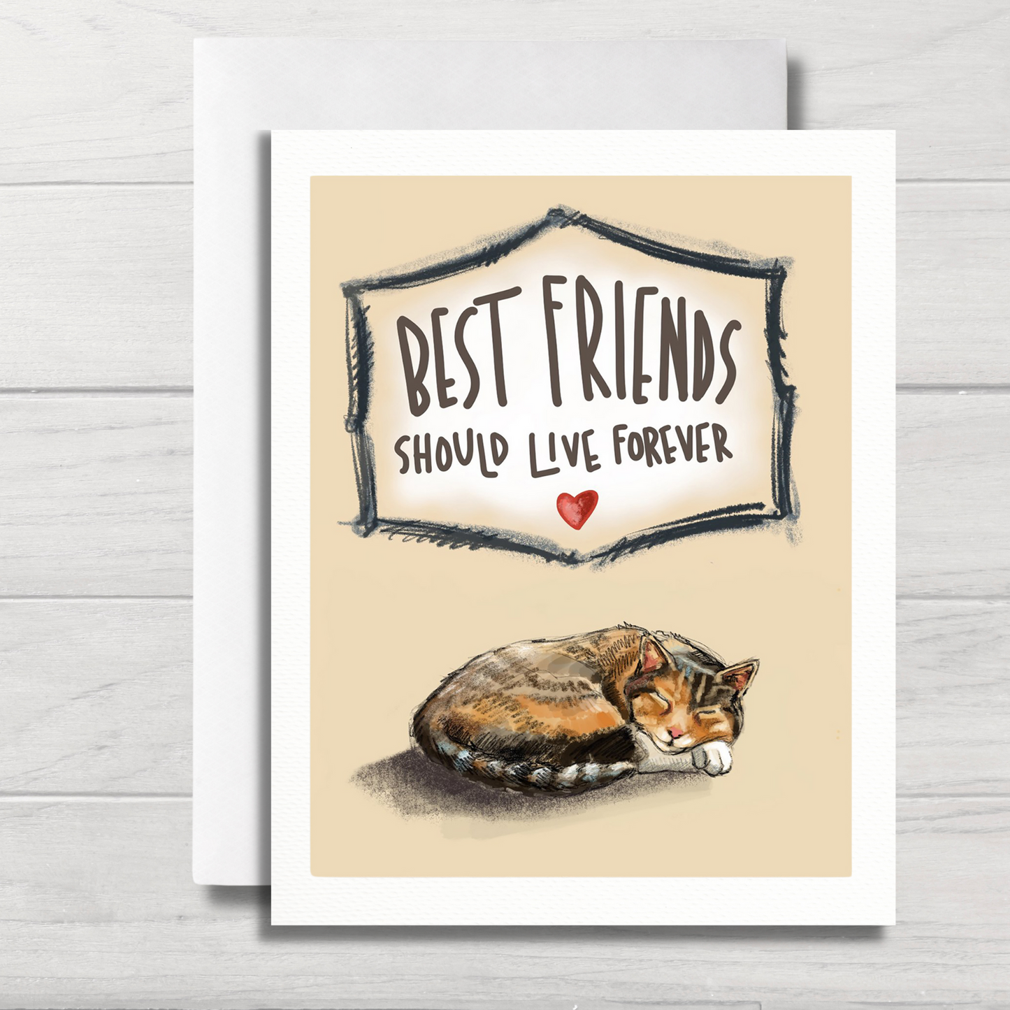 Hand illustrated cat loss sympathy card