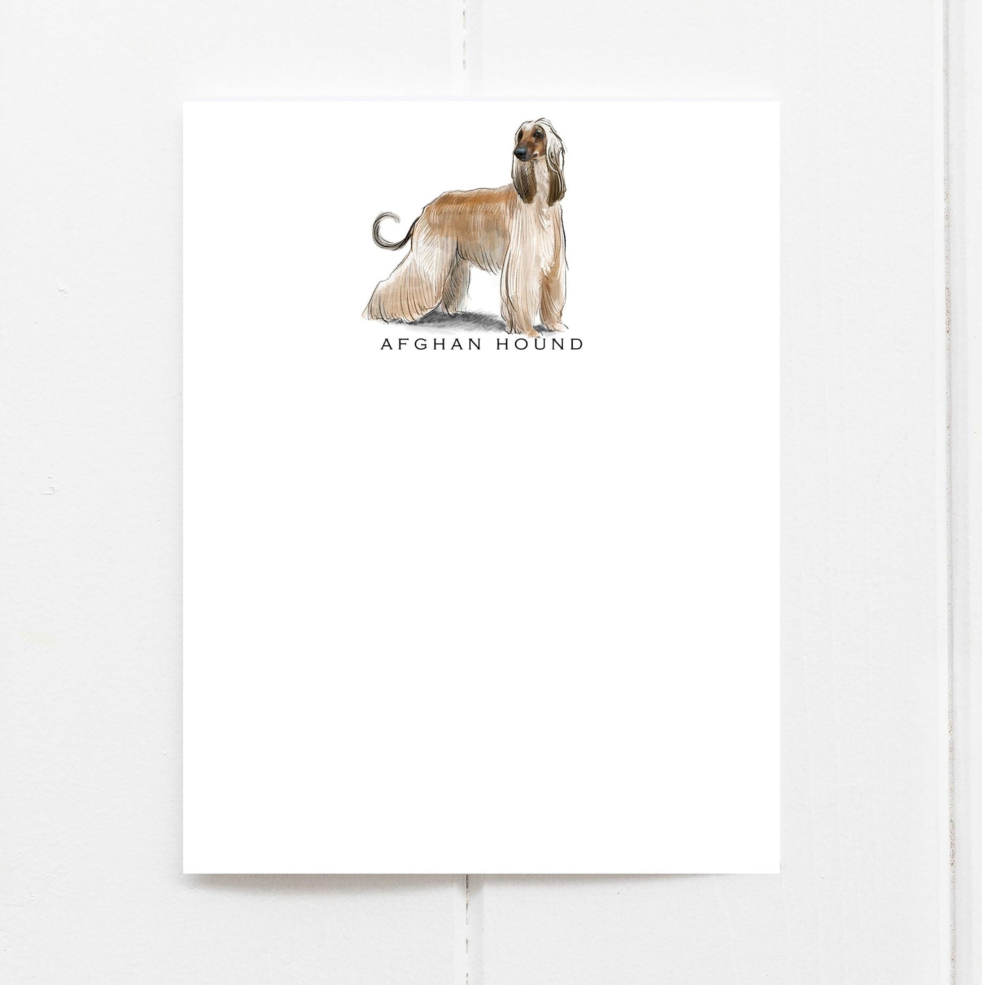 Afghan hound flat note card with original art work