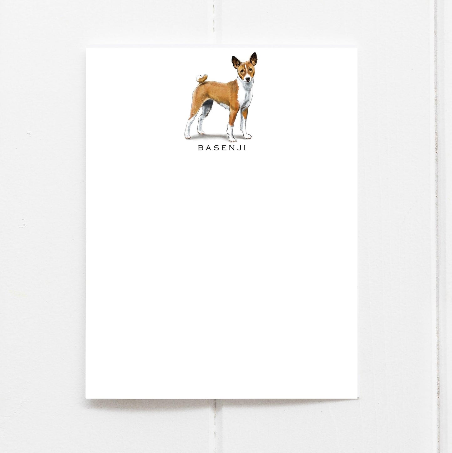 Basenji dog flat note card with original artwork