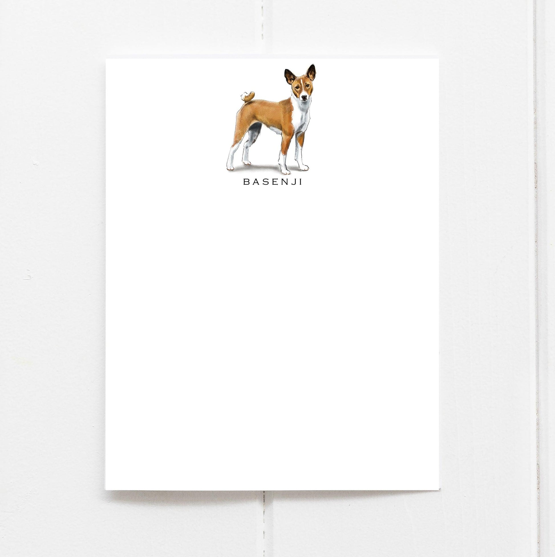 Basenji dog flat note card with original artwork