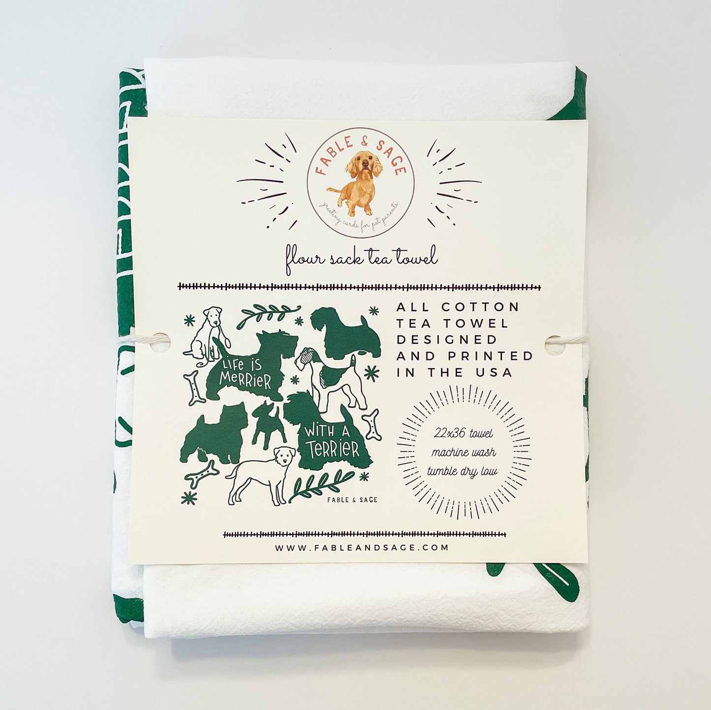Merrier Terrier Tea Towel | Terrier Towel | Terrier Medley Kitchen Towel