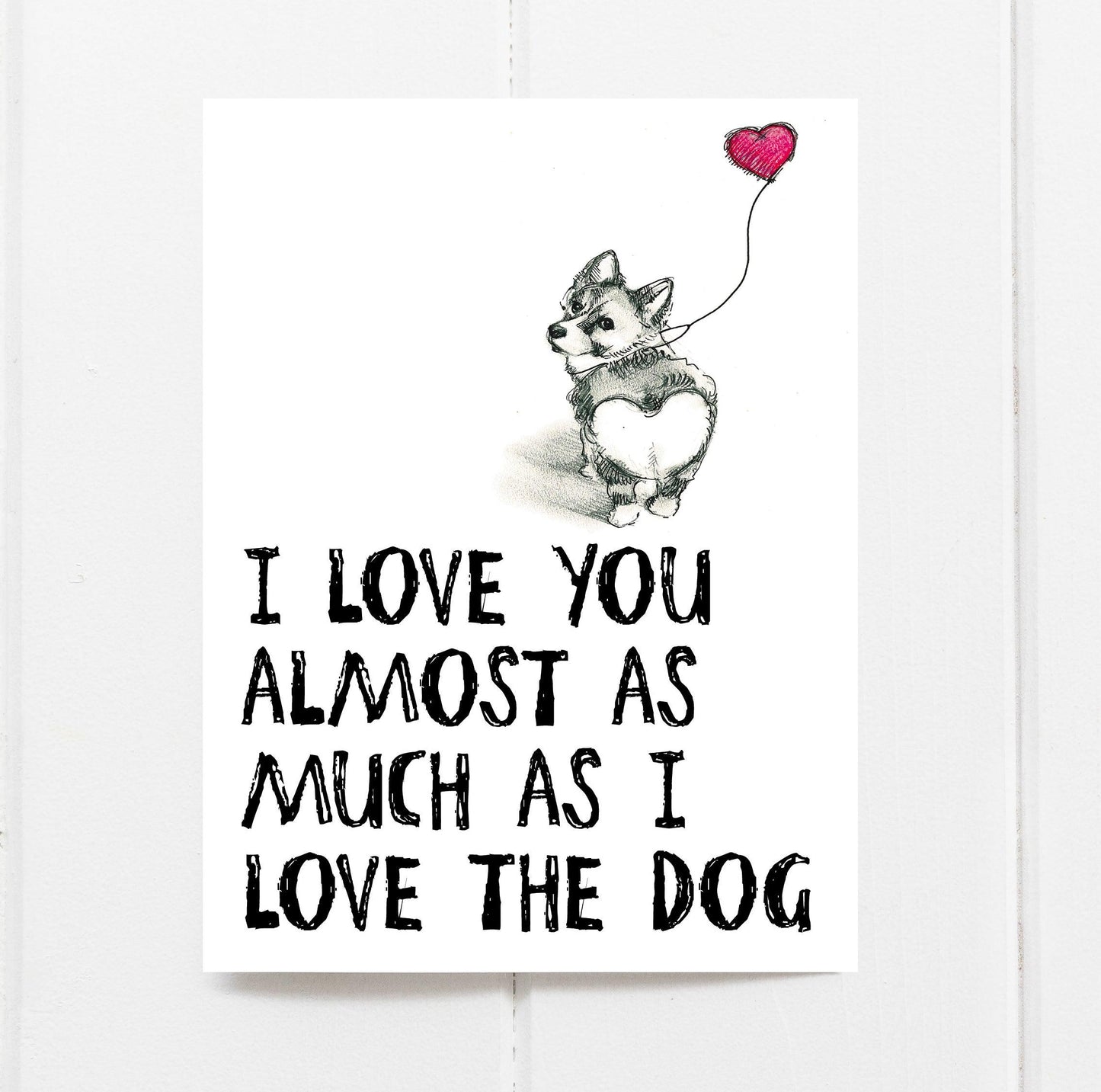 Fable & Sage cute corgi valentine love card