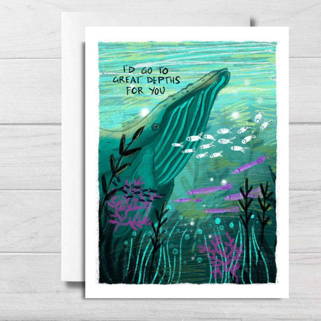 Great Depths Greeting Card | Thinking of You | Hand Illustrated | Blank Card