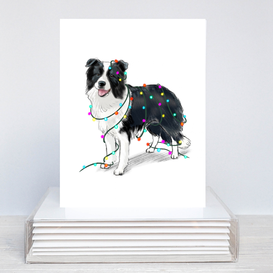 Border Collie Holiday Card | Border Collie Christmas Card | Hand Illustrated Greeting Card