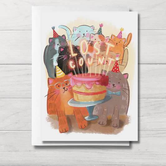 Cat Birthday Card | Funny Cat Card | Birthday Cats | Lost Count