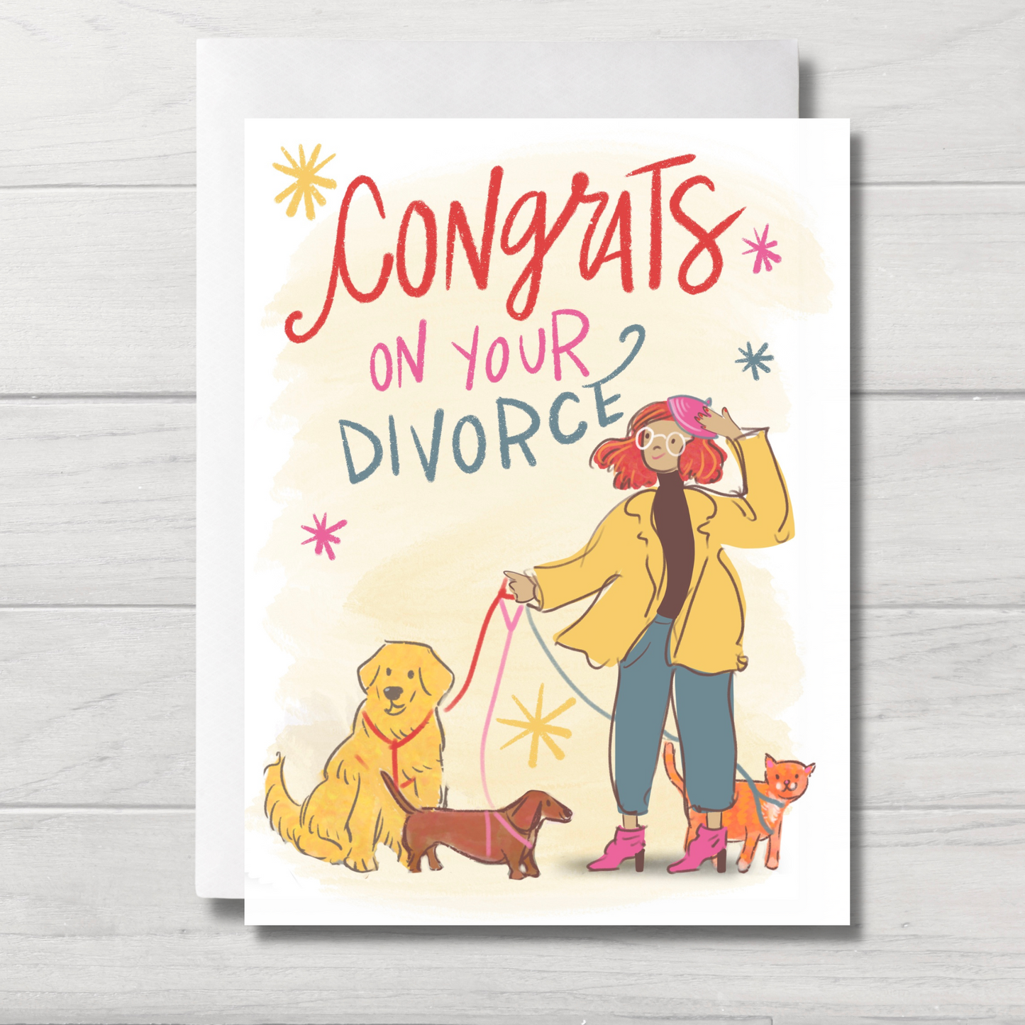 Divorce Greeting Card | Congrats on Your Divorce | Funny Divorce Card | Pet Parent Divorce Card