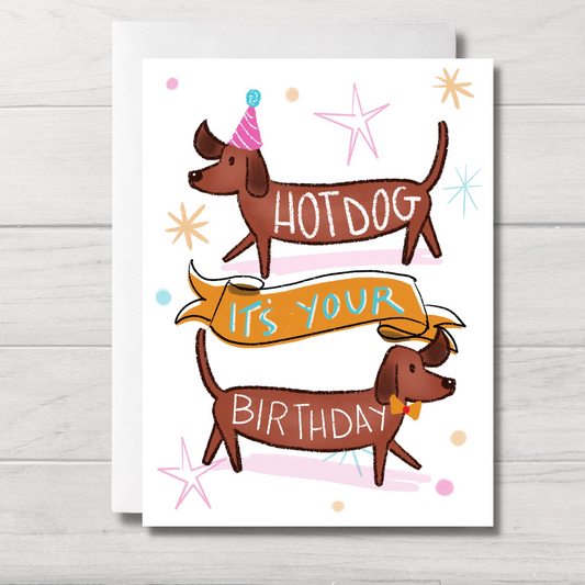 Dog Birthday Card | Hot Dog | Funny Dog Greeting Card