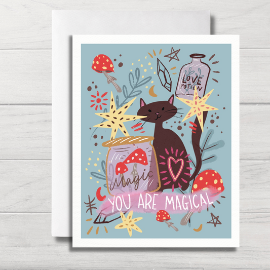 Cat Greeting Card | Magical Kitty | Cat Friendship Card