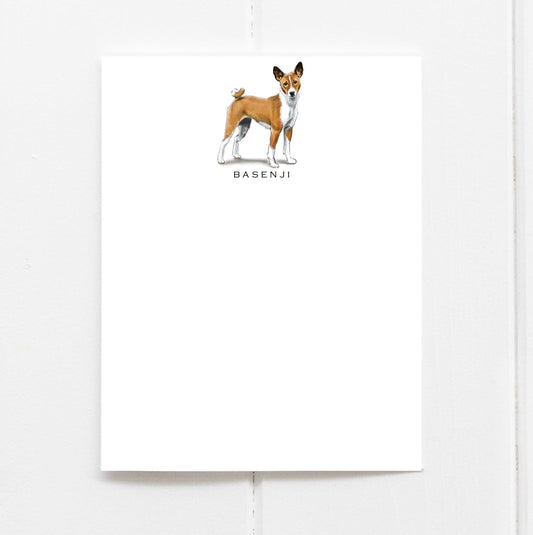 Basenji dog flat note card with original artwork