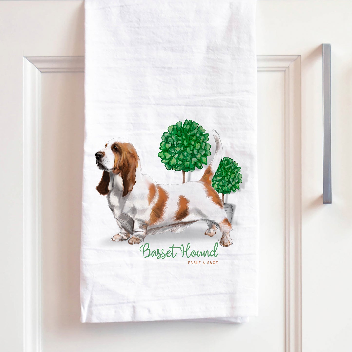 Basset Hound Tea Towel | Dog Kitchen Towel | Basset Hound Hand Towel