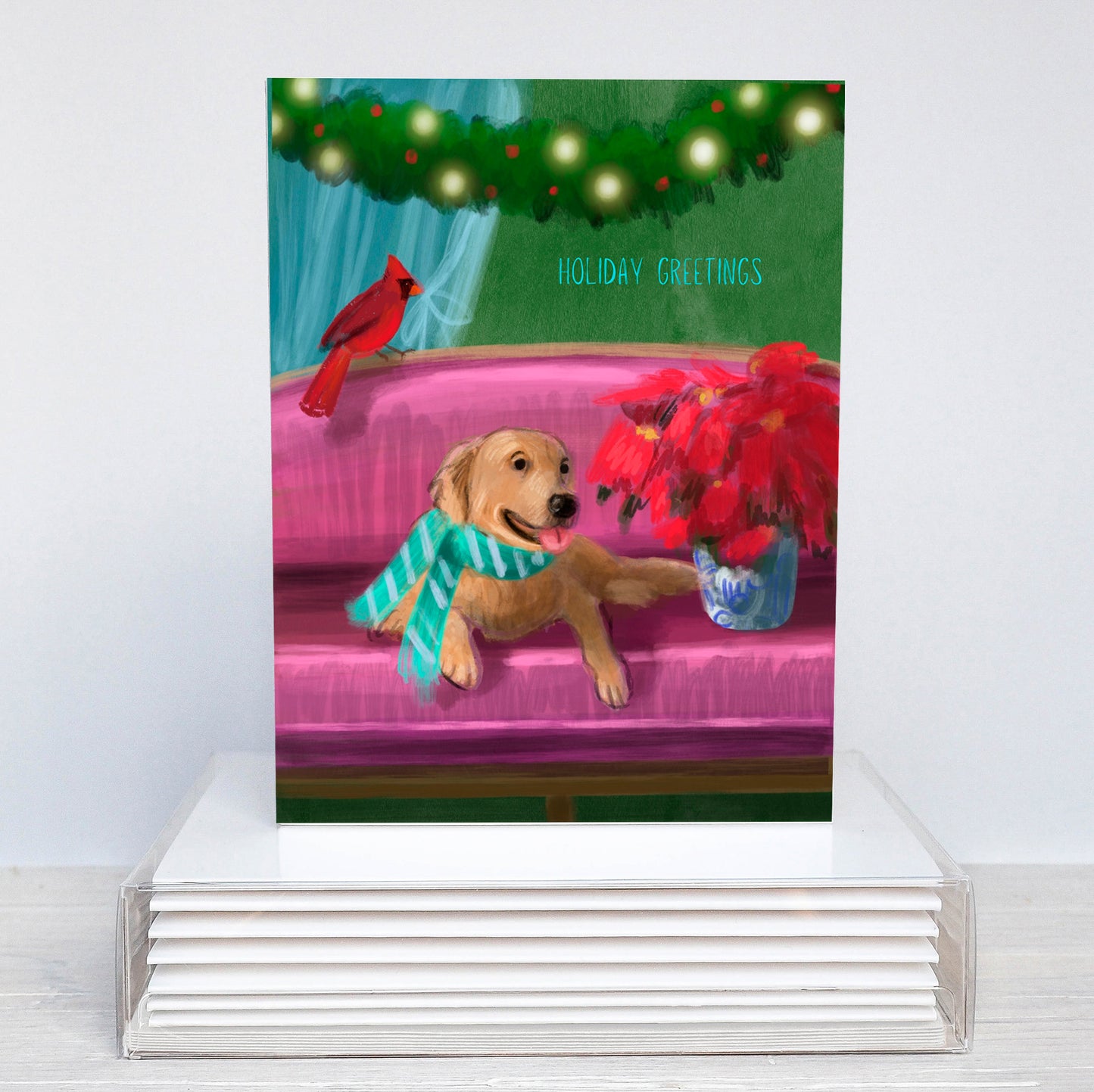 Golden III Christmas Card | Glam Retriever Christmas Card | Dog Christmas Card