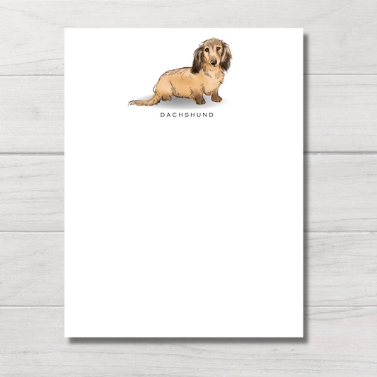 Shaded Cream Dachshund stationery note cards with original artwork and custom text.