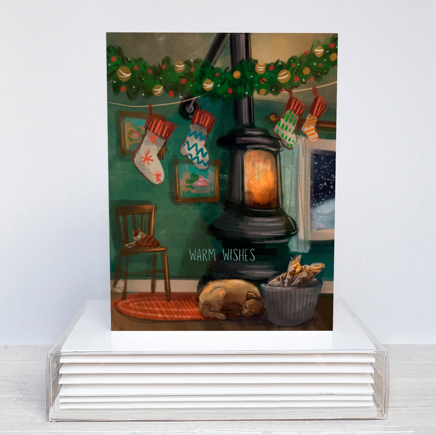 Warm Wishes Cat & Dog Christmas Card | Pet Christmas Card | Dog Christmas Card