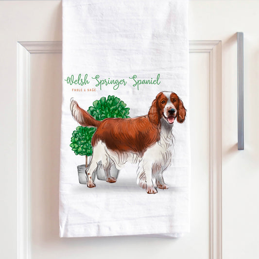 Welsh Springer Spaniel Tea Towel | Dog Kitchen Towel | Welsh Springer Spaniel Hand Towel