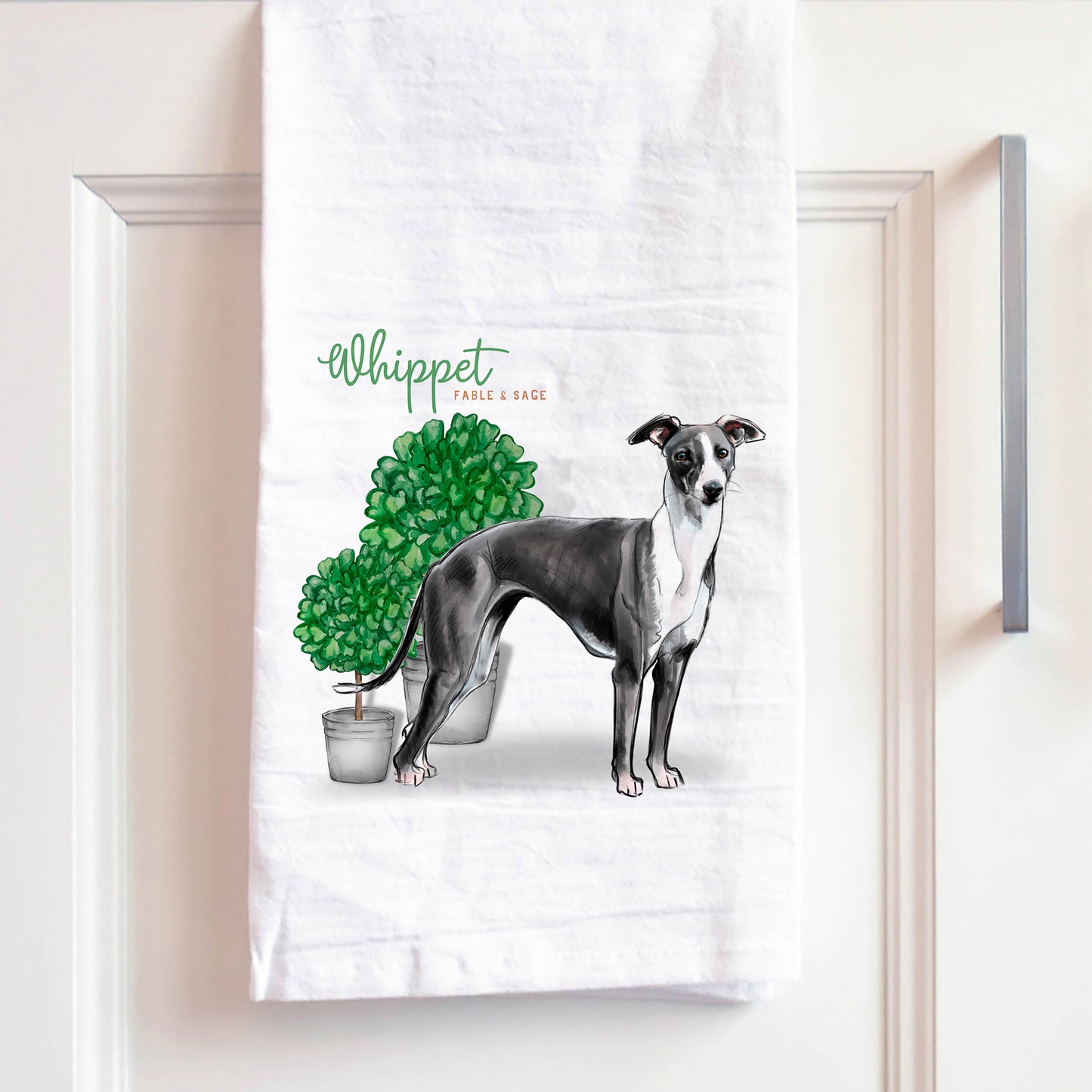 Whippet Tea Towel | Dog Kitchen Towel | Whippet Hand Towel